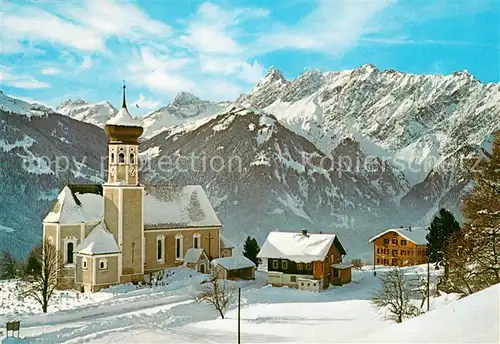 AK / Ansichtskarte Bartholomaeberg_Vorarlberg mit Kirche Zimba und Vandanser Steinwand  Bartholomaeberg Vorarlberg