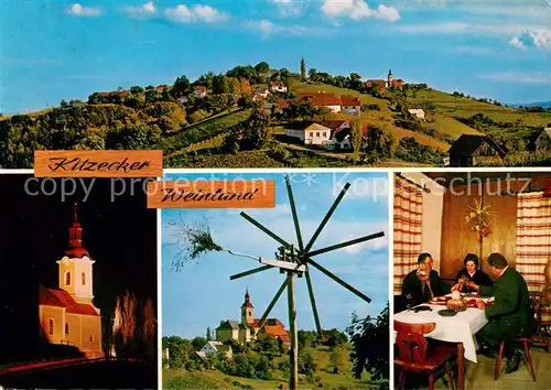 AK / Ansichtskarte Kitzeck_Sausal Panorama Kirche Windrad Gaststube Kitzeck Sausal