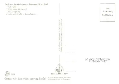 AK / Ansichtskarte Achensee Gaisalm Baerenkopfblick Landungssteg Achenseestrasse Seehoftunnel Achensee