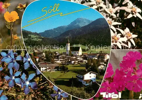 AK / Ansichtskarte Soell_Tirol Panorama mit Kirche Soell_Tirol