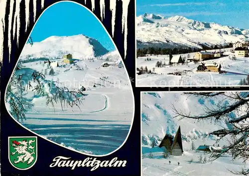 AK / Ansichtskarte Tauplitzalm mit Lawinenstein und Dachstein Kirchlein auf der Tauplitzalm Tauplitzalm