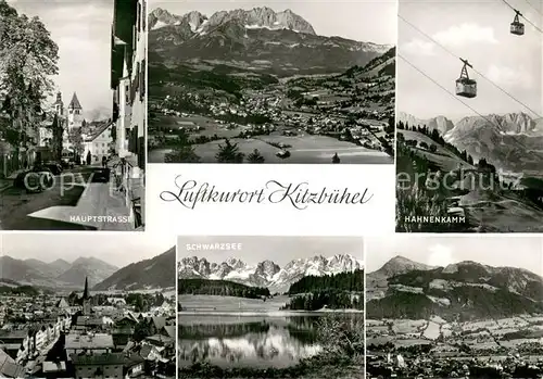 AK / Ansichtskarte Kitzbuehel_Tirol Hauptstrasse Panorama Hahnenkamm Schwarzsee Kitzbuehel Tirol