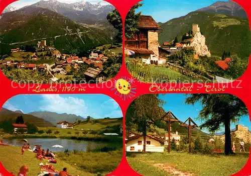 AK / Ansichtskarte Ladis Panorama Burgruine Badesee Wegekreuze Ladis