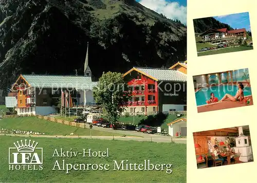 AK / Ansichtskarte Mittelberg_Kleinwalsertal Aktiv Hotel Alpenrose Hallenbad Kaminzimmer Mittelberg_Kleinwalsertal