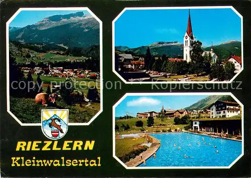 AK / Ansichtskarte Riezlern_Kleinwalsertal_Vorarlberg Panorama Kirche Schwimmbad Riezlern_Kleinwalsertal