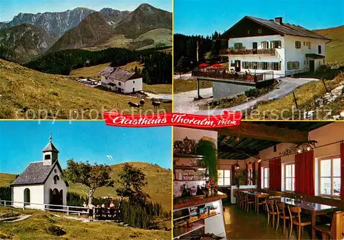 AK / Ansichtskarte Strobl_Wolfgangsee Postalmgebiet Gasthof Thoralm Gaststube Kapelle Strobl Wolfgangsee