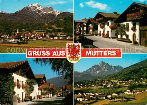 AK / Ansichtskarte Mutters_Tirol Panorama mit Nockspitze Ortsmotive mit Blumenschmuck Glungezer Serles Mutters Tirol