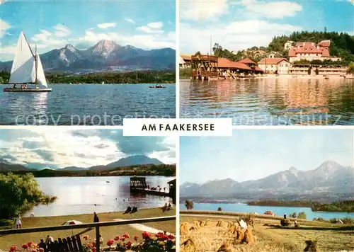 AK / Ansichtskarte Faakersee Mittagskogel Strandhotel Aschgan Dobratsch Faakersee mit Karawanken Faakersee