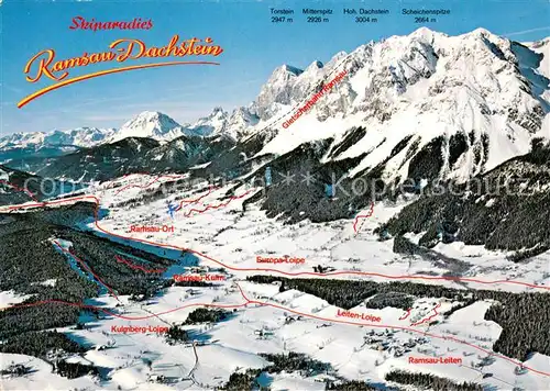 AK / Ansichtskarte Ramsau_Dachstein_Steiermark mit Ramsau Ort Ramsau Kulm und Ramsau Leten sowie Dachstein Suedwaende Ramsau_Dachstein