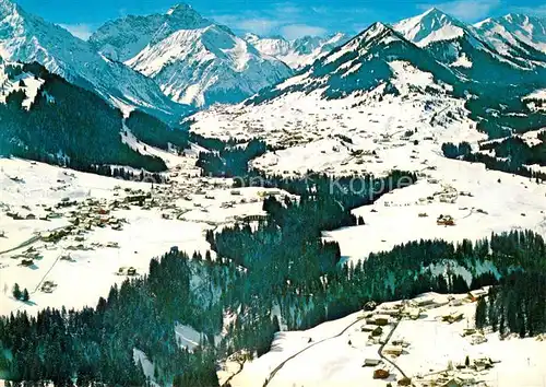 AK / Ansichtskarte Kleinwalsertal_Vorarlberg mit Zwoelferkopf Widderstein Schwarzwassertal Heuberg Walmendingerhorn und Ochsenhoferkoepfe Kleinwalsertal_Vorarlberg
