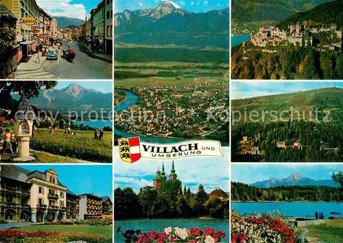 AK / Ansichtskarte Villach_Kaernten Faakersee Warmbad Villach Hl Kreuzkirche Ruine Landskron Kanzelhoehe mit Gerlitzen Magdalenensee Villach_Kaernten