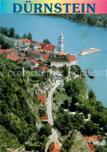 AK / Ansichtskarte Duernstein_Wachau Pfarrkirche maria Himmelfahrt ehem Stiftskirche Fliegeraufnahme Duernstein_Wachau