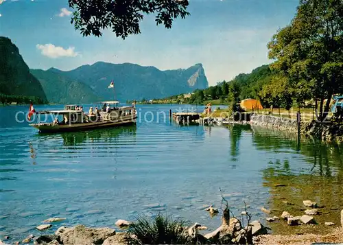 AK / Ansichtskarte Mondsee_Salzkammergut Schiffstation See mit Drachenwand Schober Mondsee Salzkammergut