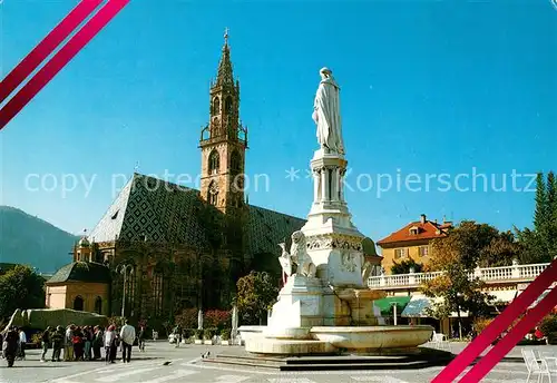 AK / Ansichtskarte Bolzano Piazza Walther Duomo e Monumento a Walther v. Vogelweide Bolzano