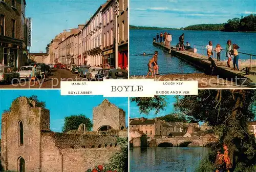 AK / Ansichtskarte Boyle_Ireland Main Street Lough Key Boyle Abbey Bridge and River 