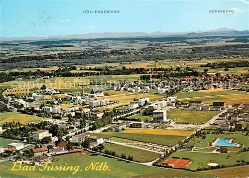 AK / Ansichtskarte Bad_Fuessing Kurort Schwefeltherme mit Safferstetten Alpenblick Hoellengebirge Schafberg Fliegeraufnahme Bad_Fuessing
