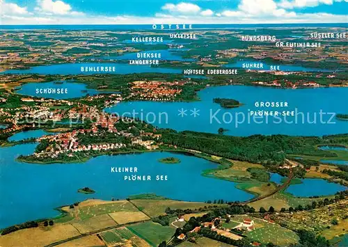 AK / Ansichtskarte Ploen_See Seenlandschaft Holsteinische Schweiz Fliegeraufnahme Ploen_See