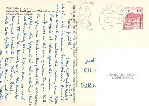 AK / Ansichtskarte Loewenstein Ausflugsort Weinort Loewensteiner Berge Fliegeraufnahme Loewenstein