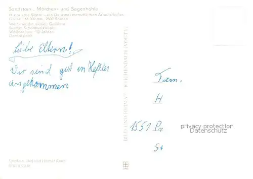 AK / Ansichtskarte Walldorf_Meiningen Sandsteinhoehle Maerchenhoehle Sagenhoehle Historische Staette Walldorf Meiningen