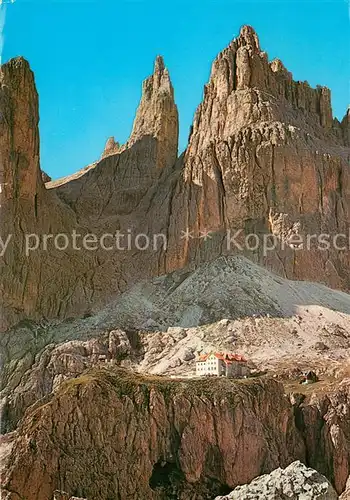 AK / Ansichtskarte Rifugio_Vajolet Torri del Vajolet Dolomiti Berghaus Gebirgspanorama Dolomiten Rifugio_Vajolet