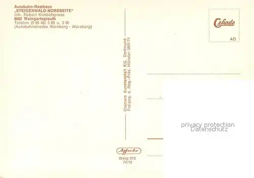AK / Ansichtskarte Weingartsgreuth Autobahn Rasthaus Steigerwald Nordseite Fliegeraufnahme Weingartsgreuth