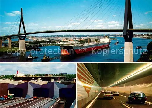 AK / Ansichtskarte Hamburg Koehlbrandhochbruecke Hochseedampfer Neuer Elbtunnel Hamburg