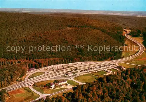 AK / Ansichtskarte Rohrbrunn Autobahn Rasthaus im Spessart Motel Fliegeraufnahme Rohrbrunn