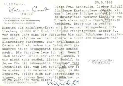 AK / Ansichtskarte Rohrbrunn Autobahn Rasthaus im Spessart Motel Fliegeraufnahme Rohrbrunn