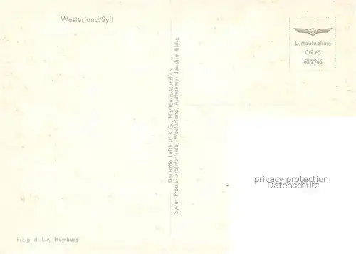 AK / Ansichtskarte Westerland_Sylt Fliegeraufnahme Westerland_Sylt