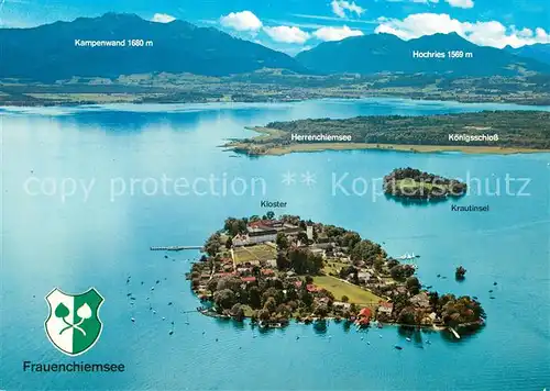 AK / Ansichtskarte Frauenchiemsee Kloster Frauenwoerth Alpen Fliegeraufnahme Frauenchiemsee