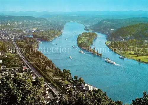 AK / Ansichtskarte Koenigswinter Panorama Blick vom Drachenfels Insel Grafenwerth Insel Nonnenwerth Rhein Koenigswinter