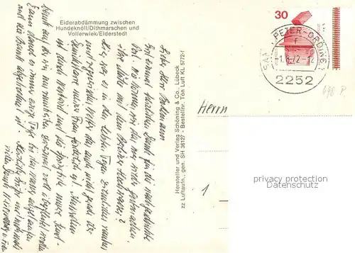 AK / Ansichtskarte Vollerwiek Eiderabdaemmung zwischen Hundeknoell Dithmarschen und Vollerwiek Eiderstedt Fliegeraufnahme Vollerwiek