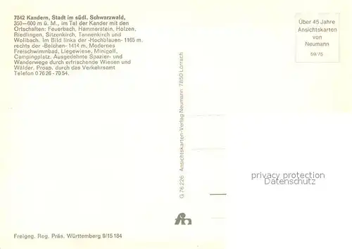 AK / Ansichtskarte Kandern Hochblauen Belchen Suedlicher Schwarzwald Fliegeraufnahme Kandern