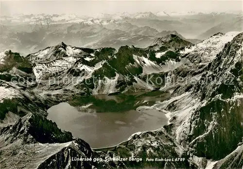 AK / Ansichtskarte Luenersee_Vorarlberg gegen Schweizer Berge Fliegeraufnahme Luenersee Vorarlberg