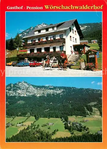 AK / Ansichtskarte Tauplitz Gasthof Pension Woerschachwalderhof Reiten Fliegeraufnahme Tauplitz