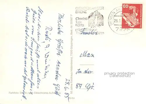 AK / Ansichtskarte Giengen_Brenz Motive Innenstadt Altstadt Fachwerkhaeuser Gebaeude Stadtpanorama Wappen Giengen Brenz