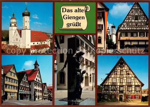 AK / Ansichtskarte Giengen_Brenz Motive Altstadt Fachwerkhaeuser Kirche Brunnen Giengen Brenz