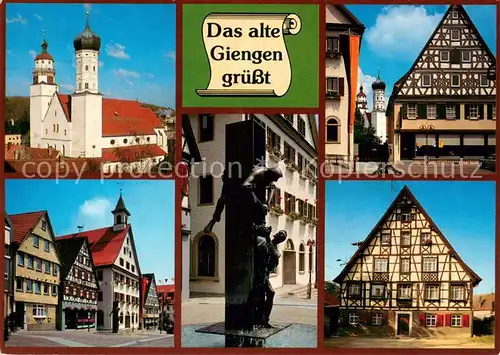 AK / Ansichtskarte Giengen_Brenz Motive Altstadt Fachwerkhaeuser Kirche Brunnen Giengen Brenz