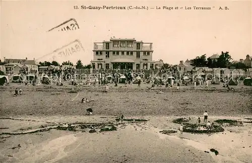 AK / Ansichtskarte Saint Quay Portrieux La plage et "Les Terrasses" Hotel Restaurant Saint Quay Portrieux