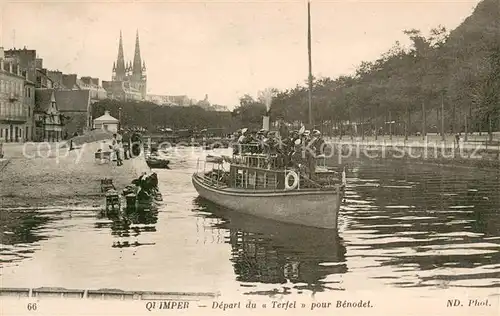AK / Ansichtskarte Quimper Depart du "Terfel" pour Benodet Quimper