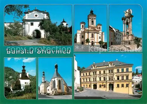AK / Ansichtskarte Banska_Stiavnica Schloss Kirche Dreifaltigkeitssaeule Fritzov dom Banska_Stiavnica