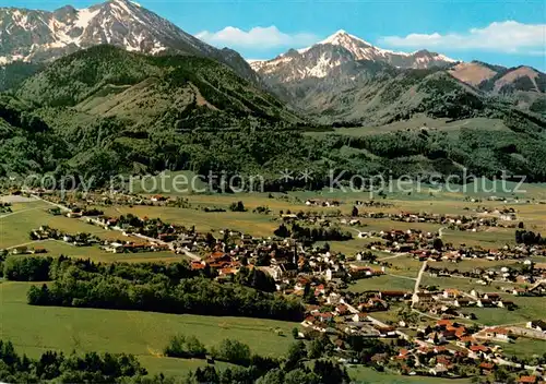 AK / Ansichtskarte Bergen_Chiemgau Alpenpanorama Fliegeraufnahme Bergen Chiemgau