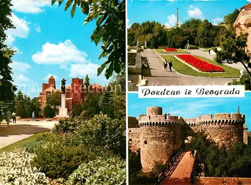 AK / Ansichtskarte Beograd_Belgrad Park Denkmal Burg Beograd Belgrad
