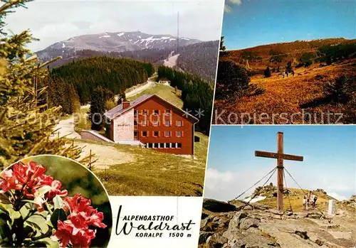 AK / Ansichtskarte Koralpe Alpengasthof Waldrast Panorama Gipfelkreuz Koralpe