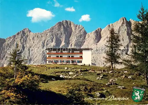 AK / Ansichtskarte Ramsau_Dachstein_Steiermark Alpengasthof Dachstein mit Mitterspitze Hoh Dachstein und Dirndln Ramsau_Dachstein