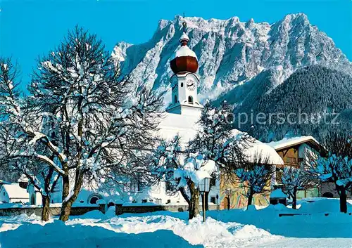 AK / Ansichtskarte Ehrwald_Tirol mit Kirche und Zugspitzmassiv Ehrwald Tirol