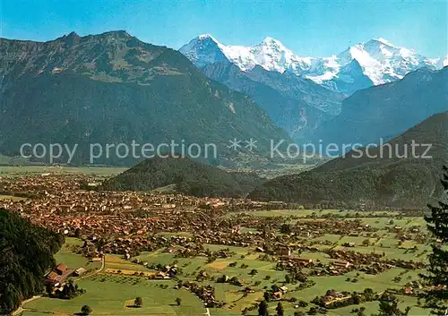 AK / Ansichtskarte Interlaken_BE Fliegeraufnahme mit Eiger Moench und Jungfrau Interlaken_BE