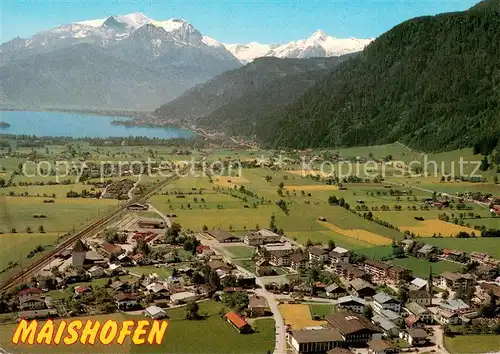 AK / Ansichtskarte Maishofen Fliegeraufnahme mit Zeller See und Kitzsteinhorn Maishofen