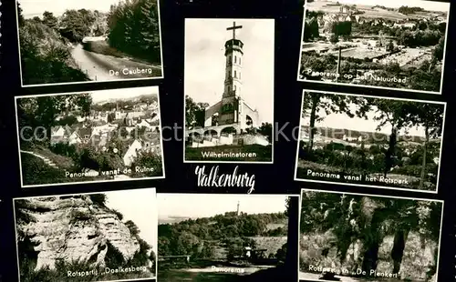 AK / Ansichtskarte Valkenburg De Cauberg Ruine Rotspartij Doalkesberg Wilhelminatoren Panorama op de Natuurbad vanaf het Rotspark De Plenkert Valkenburg