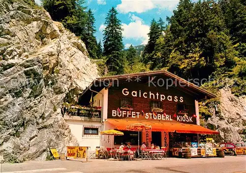 AK / Ansichtskarte Gaichtpass_Reutte_Tirol Kiosk mit Gaichtspitze Gaichtpass_Reutte_Tirol
